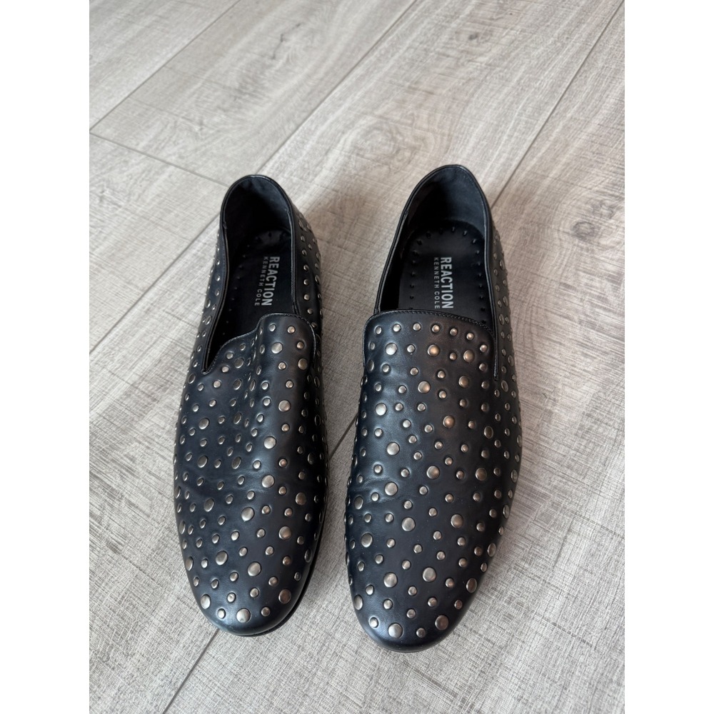 Kenneth Cole Reaction Mens Black Studded Trophy Loafer B Size 13 Slip On Shoe